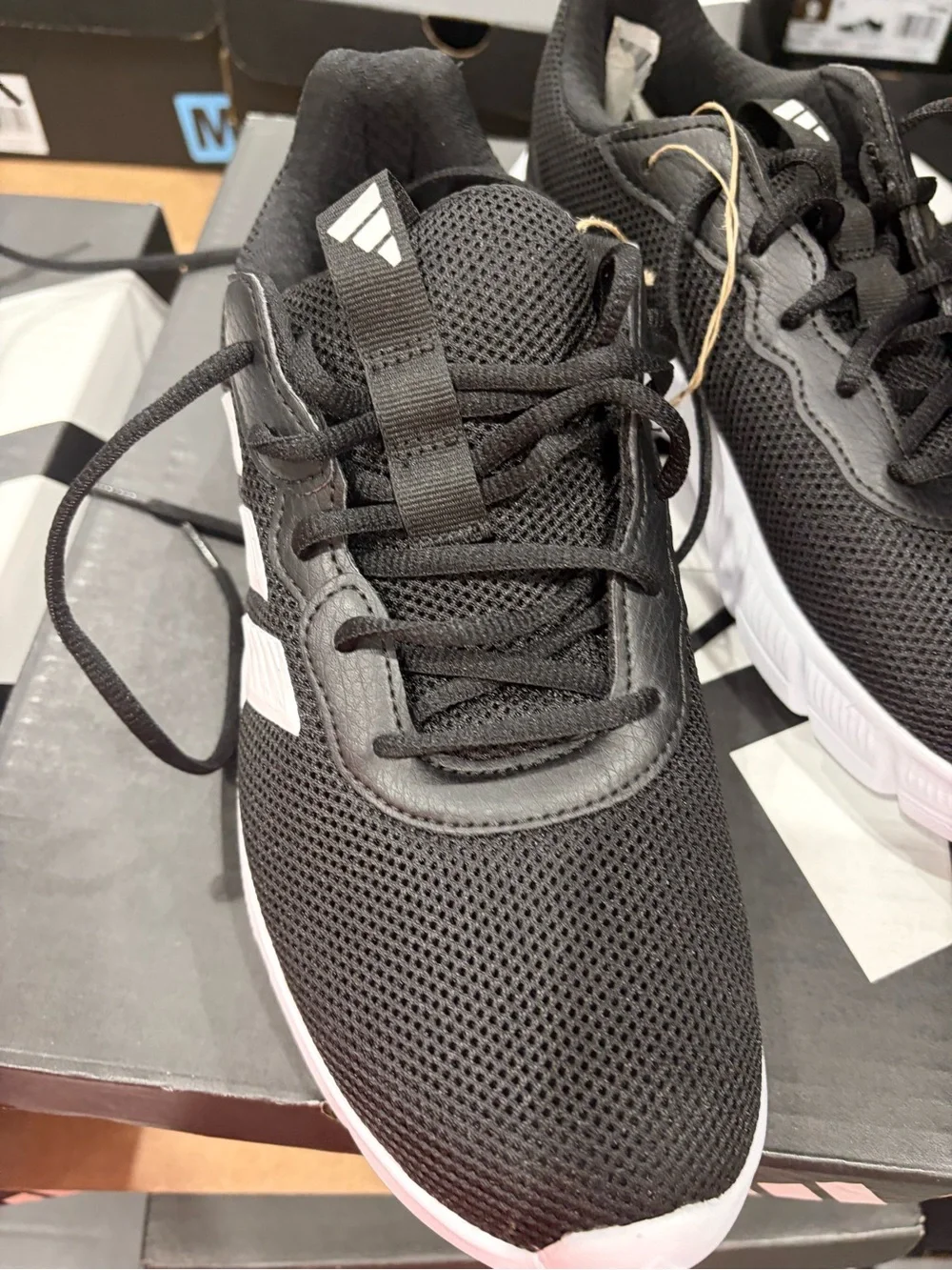 adidas men  Black Athletic Mesh Sneakers with White Stripes new with tag